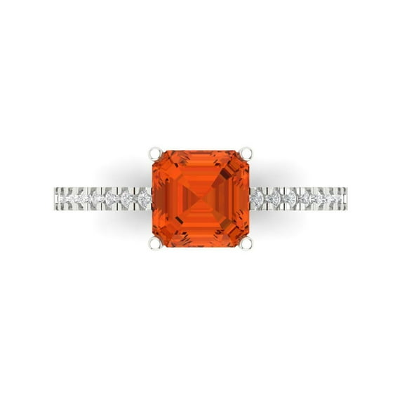 Solitaire with Accents Engagement Ring for Women - 2.7ct Simulated Red Diamond in 14K White Gold Promise Ring