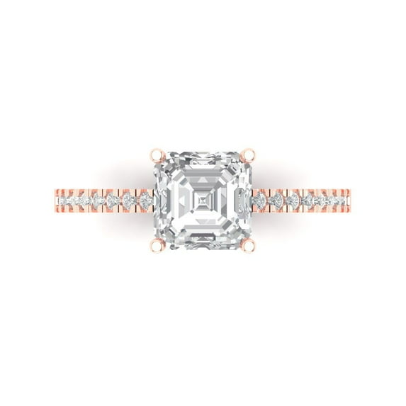 Solitaire with Accents Engagement Ring for Women - 2.7ct Simulated Diamond in 14K Rose Gold Promise Ring