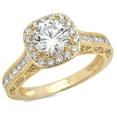 thumbnail image 1 of 2.7 ct Brilliant Round Cut Genuine Cultured Diamond SI1-SI2 I-J 14K Yellow Gold Halo Promise Wedding Statement Engagement Designer Ring size 5, 1 of 6