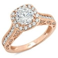 thumbnail image 1 of 2.7 ct Brilliant Round Cut Real Genuine Natural Diamond VS1-VS2 I-J 14K Rose Gold Halo Promise Wedding Statement Engagement Designer Ring size 8, 1 of 7