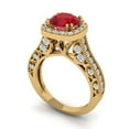 thumbnail image 1 of 2.7 ct Brilliant Round Cut VVS1 Pink Tourmaline 14k Yellow Solid Gold Halo Solitaire with Accents Wedding Bridal Anniversary Engagement Ring size 6.5, 1 of 7