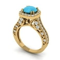 thumbnail image 1 of 2.7 ct Brilliant Round Cut VVS1 Turquoise 14k Yellow Solid Gold Halo Solitaire with Accents Wedding Bridal Anniversary Engagement Ring size 8, 1 of 7