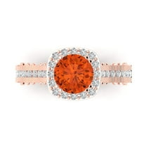 Halo Engagement Ring for Women - 2.37ct Simulated Red Diamond in 18K Rose Gold Promise Ring