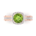 thumbnail image 1 of Halo Engagement Ring for Women - 2.37ct Natural Peridot in 14K Rose Gold Promise Ring, 1 of 8