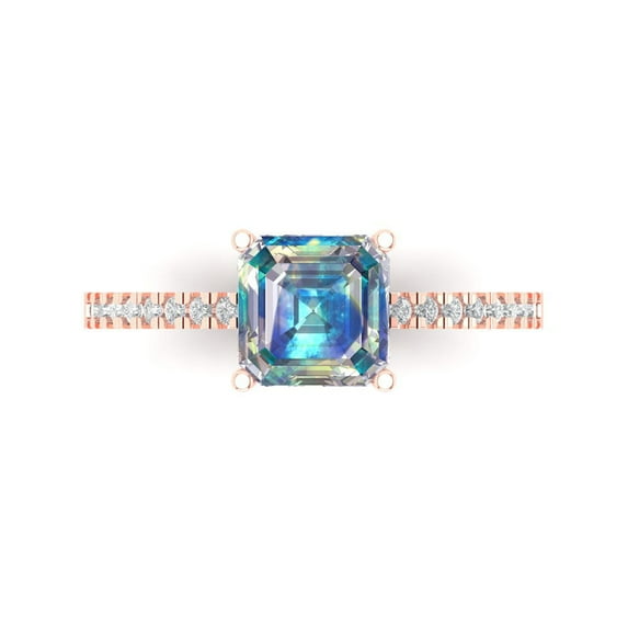 Clara Pucci 14K Rose Gold 2.7ct BlueMoissanite Solitaire with Accents Ring