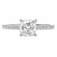 thumbnail image 1 of 2.7 ct Cushion Cut Genuine Cultured Diamond VS1-VS2 J-K 14K White Gold Promise Wedding Statement Engagement Designer Ring W/ Crystal side stones size 6, 1 of 7