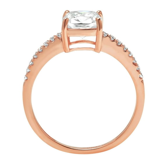 2.7 ct Cushion Cut Moissanite Solitaire with Accents Engagement Ring for Women in 18K Rose Gold