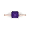 thumbnail image 1 of 2.7 ctw Solitaire with Zirconia Diamond Accents Anniversary Ring for Women | Cushion Cut Natural Amethyst | Hyperallergenic Solid 18K Rose Gold, 1 of 5