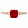 thumbnail image 1 of 2.7 ct Cushion Cut Natural Garnet Solitaire with Simulated Diamond Accents 18K Rose Gold Womens Engagement Ring, 1 of 5