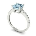 thumbnail image 1 of 2.7 ct Cushion Cut Natural Swiss Blue Topaz Solitaire with Accents Engagement Ring for Women in 14K White Gold, 1 of 2
