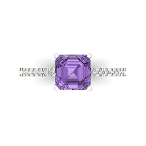 Clara Pucci 14K White Gold 2.7ct Alexandrite Solitaire with Accents Ring