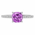 thumbnail image 1 of 2.7 ct Cushion Cut Simulated Alexandrite Solitaire with Simulated Diamond Accents 14K White Gold Womens Engagement Ring, 1 of 3