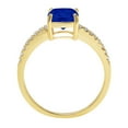 thumbnail image 1 of 2.7 ct Cushion Cut Simulated Blue Sapphire Solitaire with Accents Engagement Ring for Women in 18K Yellow Gold, 1 of 2