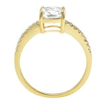 2.7 ct Cushion Cut Simulated Diamond Solitaire with Accents Engagement Ring for Women in 18K Yellow Gold