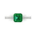 thumbnail image 1 of 2.7 ctw Solitaire with Zirconia Diamond Accents Anniversary Ring for Women | Cushion Cut Simulated Emerald | Hyperallergenic Solid 18K White Gold, 1 of 5
