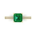 thumbnail image 1 of 2.7 ctw Solitaire with Zirconia Diamond Accents Anniversary Ring for Women | Cushion Cut Simulated Emerald | Hyperallergenic Solid 18K Yellow Gold, 1 of 5