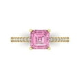 thumbnail image 1 of Clara Pucci 14K Yellow Gold Solid Gold Pink Solitaire with Accents Anniversary Ring for Women - 2.7 cttw Cushion Cut, 1 of 7