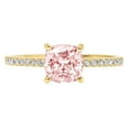 thumbnail image 1 of 2.7 ct Cushion Cut Simulated Pink Diamond Solitaire with Simulated Diamond Accents 18K Yellow Gold Womens Engagement Ring, 1 of 3