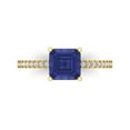 thumbnail image 1 of 2.7 ctw Solitaire with Zirconia Diamond Accents Anniversary Ring for Women | Cushion Cut Simulated Tanzanite | Hyperallergenic Solid 18K Yellow Gold, 1 of 5