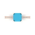 thumbnail image 1 of Clara Pucci 14K Rose Gold Solid Gold Turquoise Solitaire with Accents Anniversary Ring for Women - 2.7 cttw Cushion Cut, 1 of 7