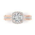 thumbnail image 1 of 2.7 ct Round Cut Clear Crystal 18k Pink Rose Gold Engraving Statement Bridal Wedding Halo Designer Ring Size 8.5, 1 of 5
