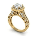 thumbnail image 1 of 2.7 ct round cut clear Zircon 18k yellow gold halo Bridal Wedding Engagement Promise Anniversary Ring for Women size 4.25, 1 of 7