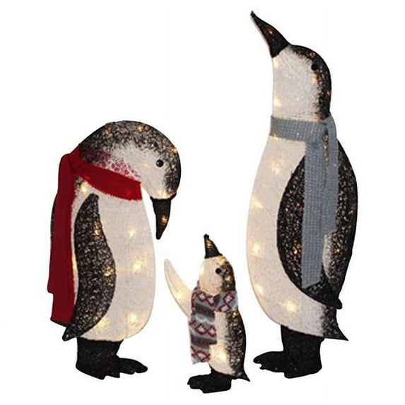 2.7 ft. LED Penguin Family Yard Decor for Christmas, Warm White