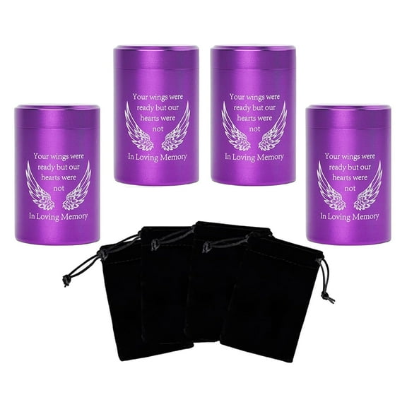 2.7 inch Small Urns for Ashes - Set of 4, Aluminium Mini Urns, Cremation Urns for Human/Pet Ashes, Ashes Holder, Small Keepsake urns-in Loving Memory, Purple