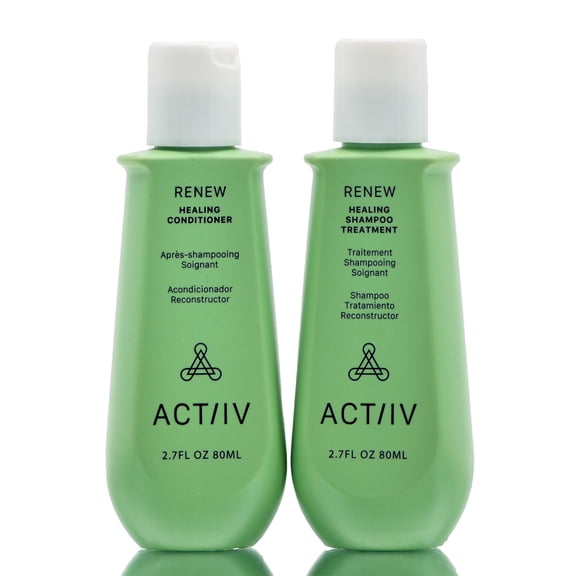 2.7 oz Kit , Actiiv Renew Shampoo + Conditioning System hair beauty, Pack of 1 w/ Sleekshop Pink Comb