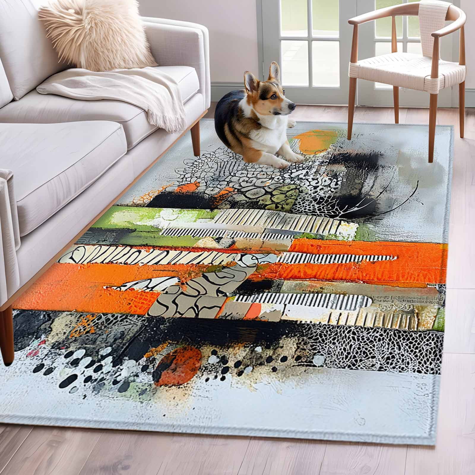 Aethics Rugs 2.7'x5' Area Rugs, Abstract Oil Painted Indoor Outdoor Area Rug for ...