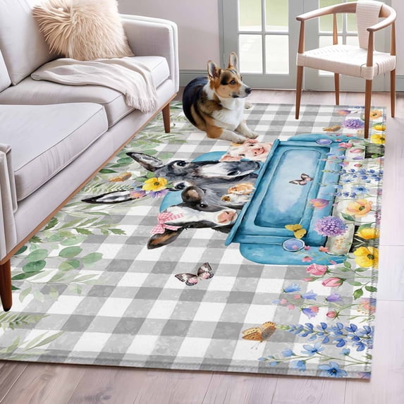 2.7'x5' Area Rugs, Animals Flowers Indoor Outdoor Area Rug for Living ...