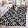 thumbnail image 1 of 2.7'x5' Area Rugs, Black Grey Indoor Outdoor Area Rug for Living Room Bedroom, Morocco Modern Geometric Ethnic Art Washable Bathroom Rugs Kitchen Floor Carpet Mats Home Decor Aesthetic, 1 of 8
