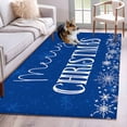 thumbnail image 1 of 2.7'x5' Area Rugs, Blue Merry Christmas Indoor Outdoor Area Rug for Living Room Bedroom, Xmas Winter Snowflake Blue White Washable Bathroom Rugs Kitchen Floor Carpet Mats Home Decor Aesthetic, 1 of 8