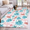 thumbnail image 1 of 2.7'x5' Area Rugs, Blue Red Coral Indoor Outdoor Area Rug for Living Room Bedroom, Coastal Nautical Summer Beach Washable Bathroom Rugs Kitchen Floor Carpet Mats Home Decor Aesthetic, 1 of 8
