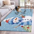 thumbnail image 1 of 2.7'x5' Area Rugs, Christmas Snowman Indoor Outdoor Area Rug for Living Room Bedroom, Xmas Tree Winter Snowflake Blue Washable Bathroom Rugs Kitchen Floor Carpet Mats Home Decor Aesthetic, 1 of 8