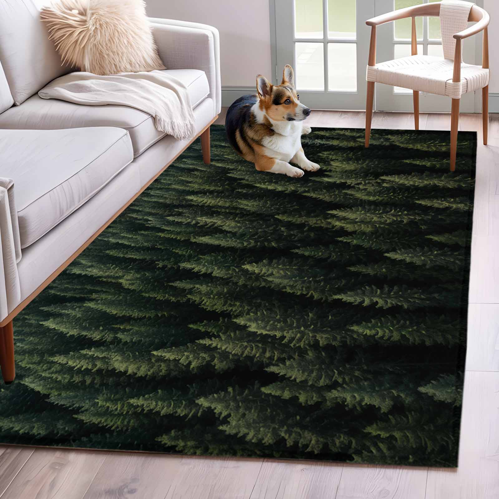 2.7'x5' Area Rugs, Dark Green Forest Indoor Outdoor Area Rug for Living ...