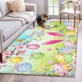 thumbnail image 1 of 2.7'x5' Area Rugs, Easter Indoor Outdoor Area Rug for Living Room Bedroom, Spring Bunny Colorful Rabbit Eggs Butterfly Blue Green Washable Bathroom Rugs Kitchen Floor Carpet Mats Home Decor Aesthetic, 1 of 8