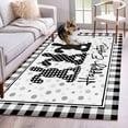 thumbnail image 1 of 2.7'x5' Area Rugs, Easter Indoor Outdoor Area Rug for Living Room Bedroom, Spring Polka Dot Bunny Black Plaid Checkered Washable Bathroom Rugs Kitchen Floor Carpet Mats Home Decor Aesthetic, 1 of 8