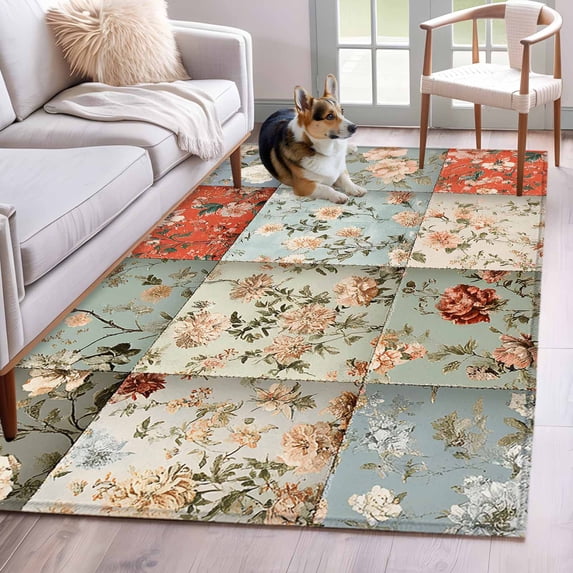 Spring Floral Rugs 2.7'x5' Area Rugs, Elegant Spring Floral Indoor Outdoor Area Rug for ...