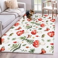 thumbnail image 1 of 2.7'x5' Area Rugs, Mushroom Indoor Outdoor Area Rug for Living Room Bedroom, Red Botanical Summer Green Butterfly Washable Bathroom Rugs Kitchen Floor Carpet Mats Home Decor Aesthetic, 1 of 8