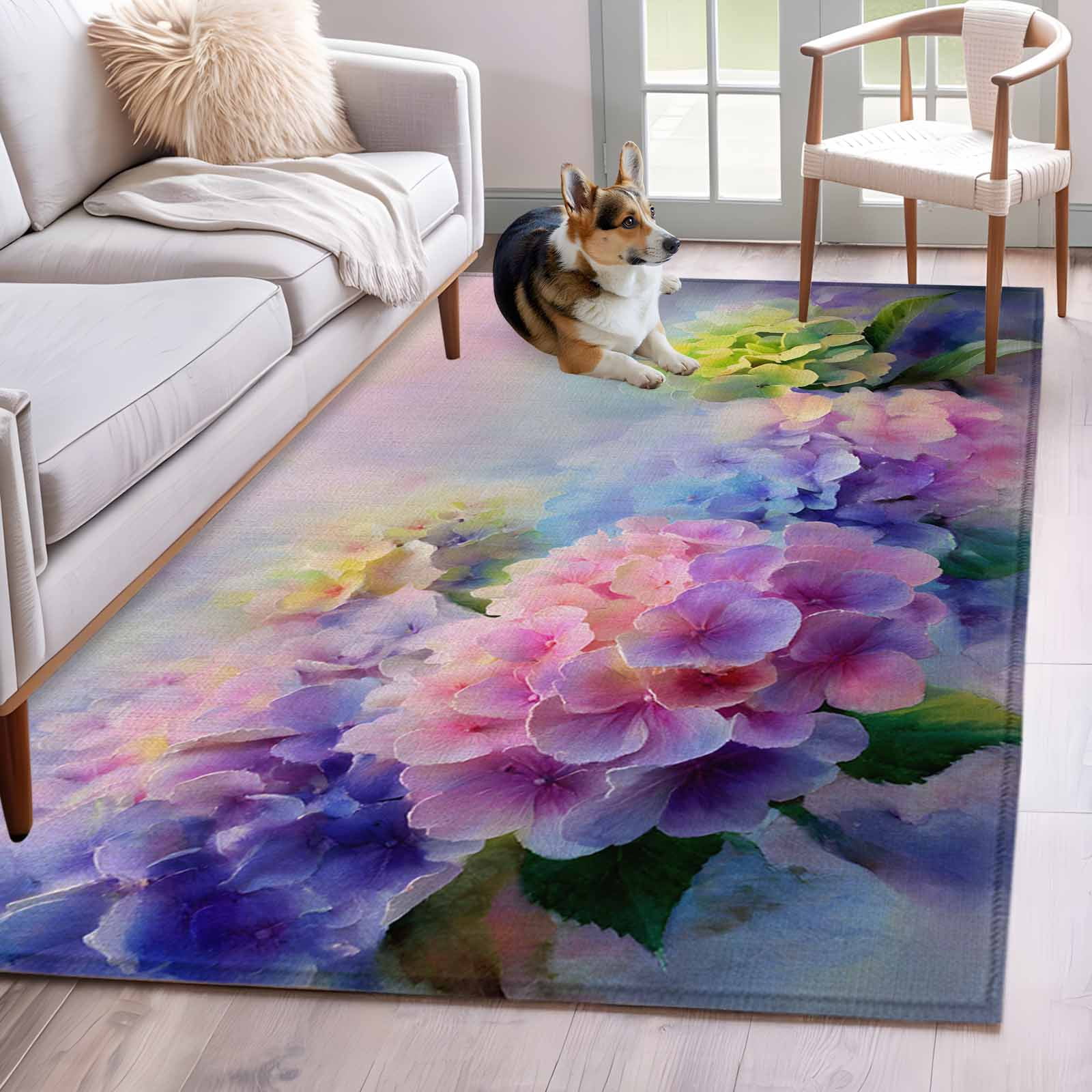 2.7'x5' Area Rugs, Pink Purple Floral Indoor Outdoor Area Rug for ...