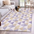 thumbnail image 1 of 2.7'x5' Area Rugs, Purple Yellow Geometric Indoor Outdoor Area Rug for Living Room Bedroom, Modern Triangle Abstract Art Washable Bathroom Rugs Kitchen Floor Carpet Mats Home Decor Aesthetic, 1 of 8