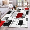 thumbnail image 1 of 2.7'x5' Area Rugs, Red Grey Indoor Outdoor Area Rug for Living Room Bedroom, Modern Irregular Geometric Abstract Art Washable Bathroom Rugs Kitchen Floor Carpet Mats Home Decor Aesthetic, 1 of 8