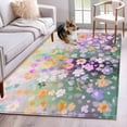 thumbnail image 1 of 2.7'x5' Area Rugs, Teal Spring Floral Indoor Outdoor Area Rug for Living Room Bedroom, Modern Oil Painted Daisy Botanical Washable Bathroom Rugs Kitchen Floor Carpet Mats Home Decor Aesthetic, 1 of 8