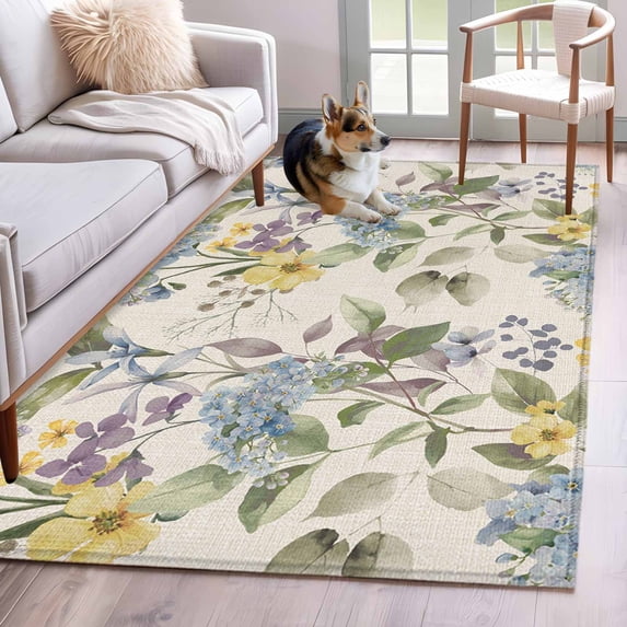 Spring Floral Rugs 2.7'x5' Area Rugs, Vintage Spring Floral Indoor Outdoor Area Rug for ...