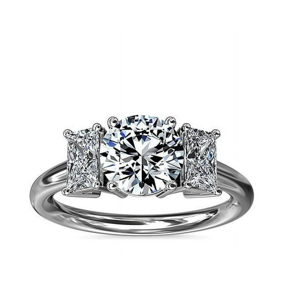 2.70 Carat New Round Cut Moissanite 3 Stone Ring for Wedding Gift Solid 18K White Gold Size 10.5 by Diamond-Capitals