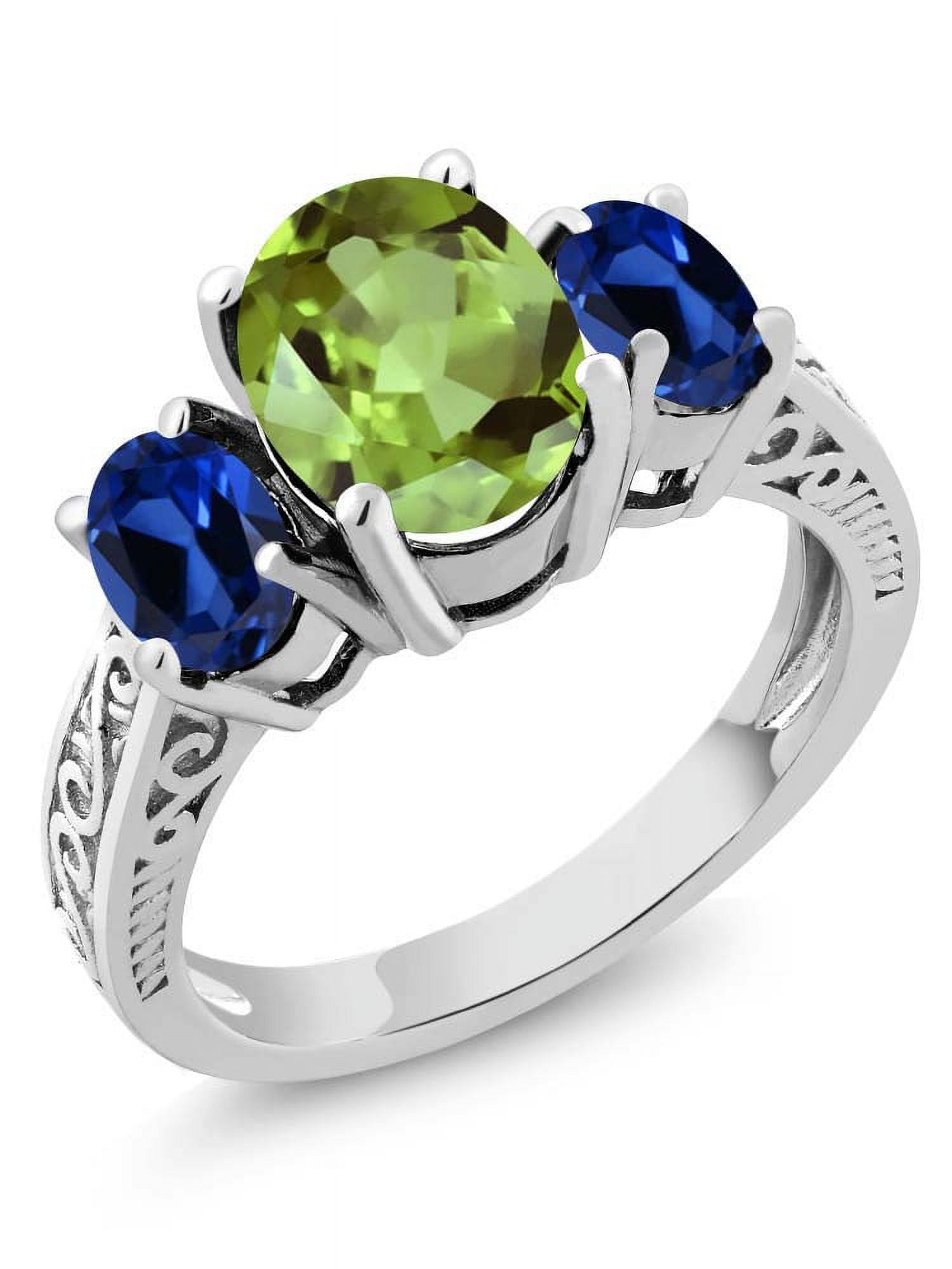2.71 Ct Oval Green Peridot Blue Created Sapphire 925 Silver 3