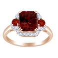 thumbnail image 1 of AFFY 2.72 Ct Emerald Round Cut Simulated Garnet & White Topaz Engagement Ring in 14k Rose Gold Over Sterling Silver Ring Size - 5.5, 1 of 1