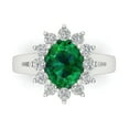 thumbnail image 1 of Halo Engagement Ring for Women - 2.72ct Simulated Emerald in 14K White Gold Promise Ring, 1 of 6