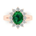 thumbnail image 1 of Halo Engagement Ring for Women - 2.72ct Simulated Emerald in 18K Rose Gold Promise Ring, 1 of 6